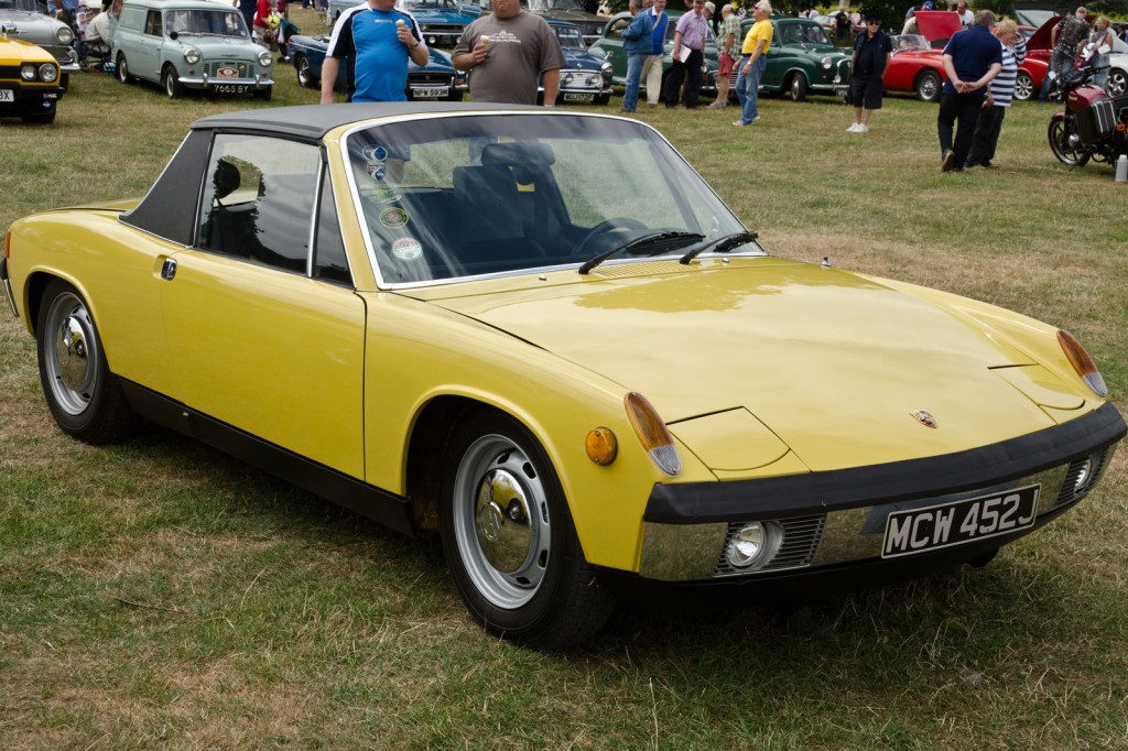 A yellow Porsche 914.