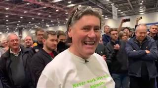 Iain Tyrrell about to tune live at The London Classic Car Show in 2019.